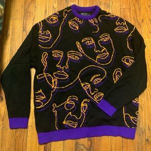 ASOS knitted drawn faces sweater sz XXS